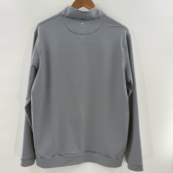 Peter Millar Nautical Stripe Performance Quarter-Zip in Navy/White Size Large - Picture 6 of 10